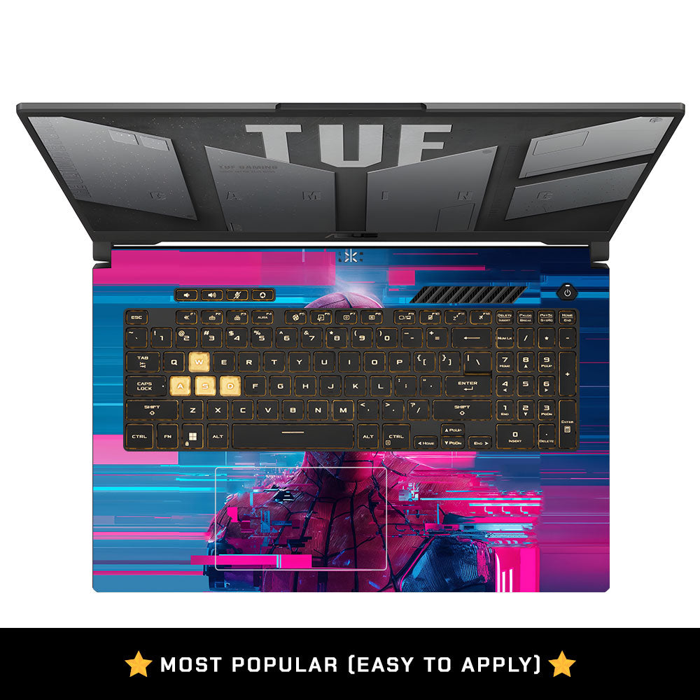 Glitch Spider Neon Web Asus TUF Gaming F17 FX707Z Laptop Skin