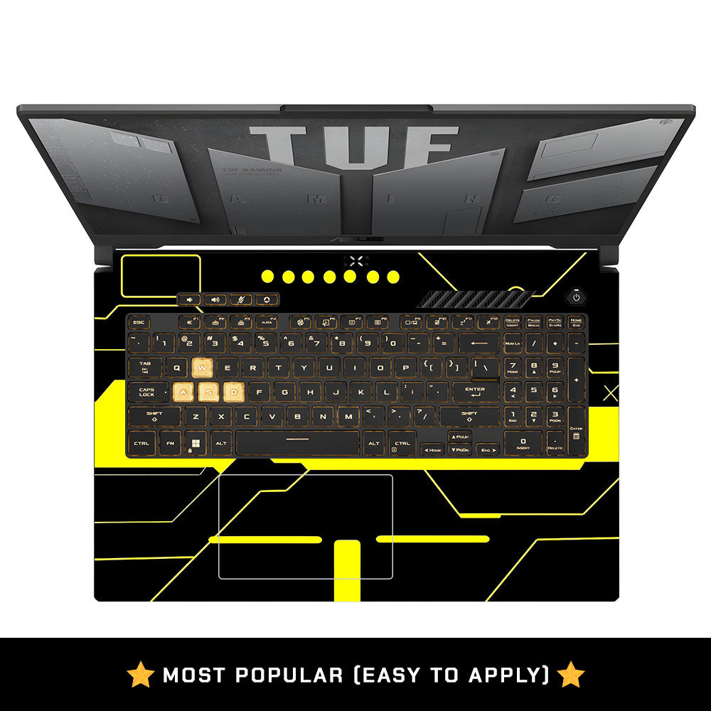 Cyberpunk Yellowline Grid Asus TUF Gaming F17 FX707Z Laptop Skin