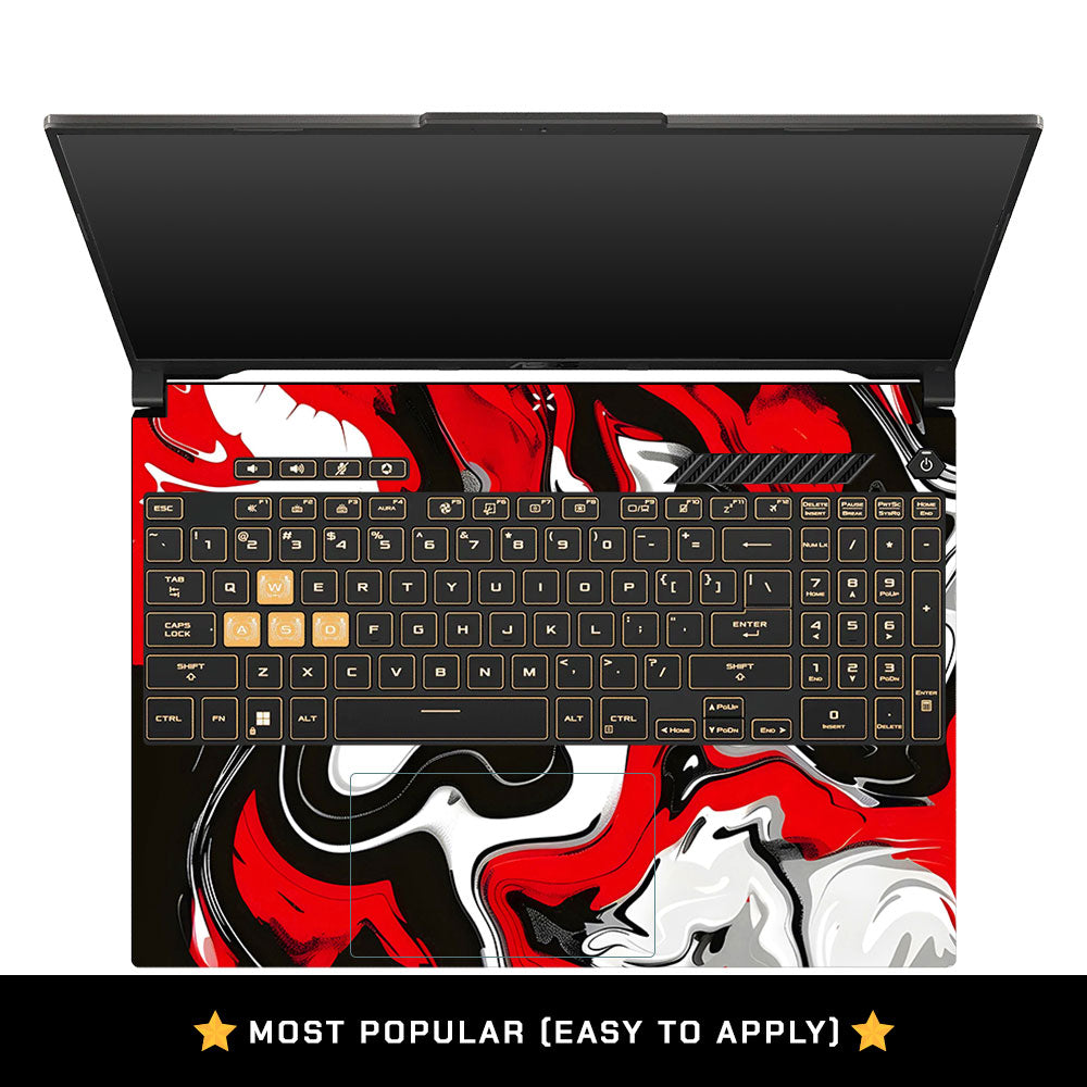 Red and White Marble Asus Gaming V16 V3607 Laptop Skin