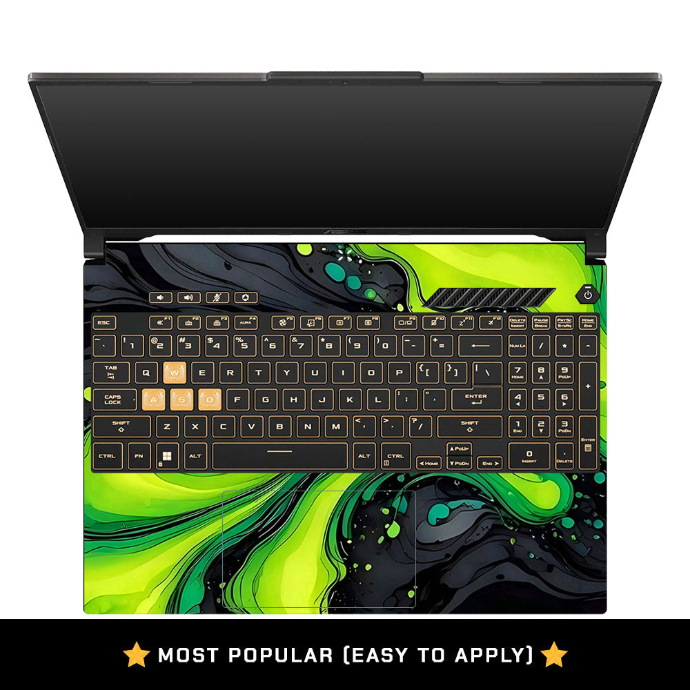 Neon Green Paint Swirls Asus Gaming V16 V3607 Laptop Skin
