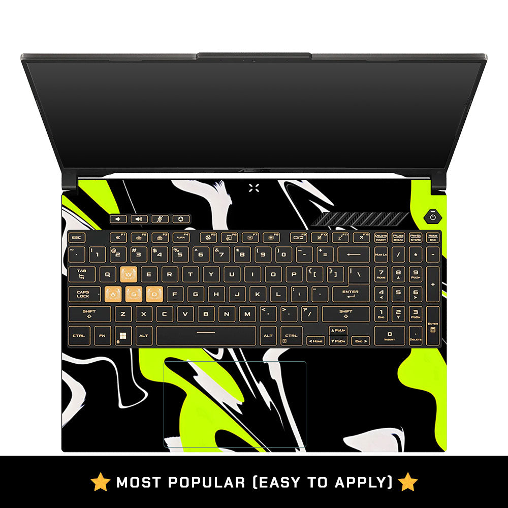 Neon Green and Black Patterns Asus Gaming V16 V3607 Laptop Skin