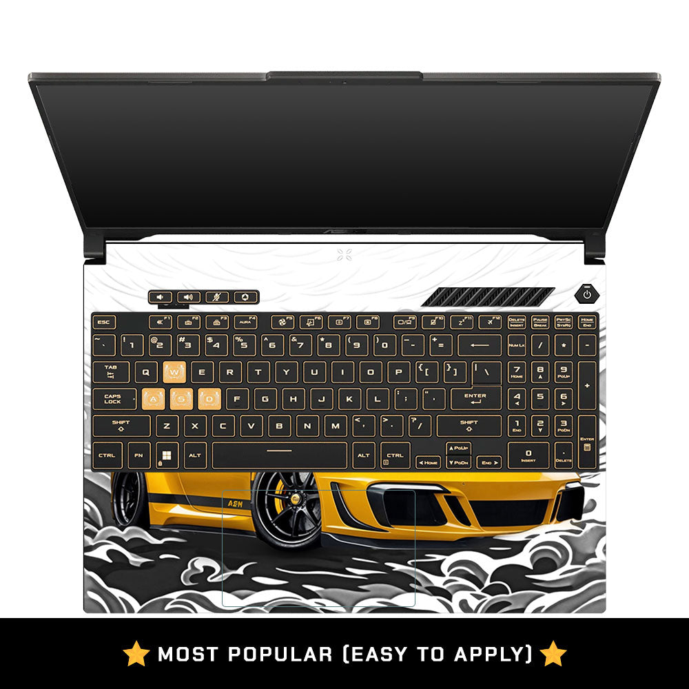 Porsche 911 Yellow Blaze Asus Gaming V16 V3607 Laptop Skin