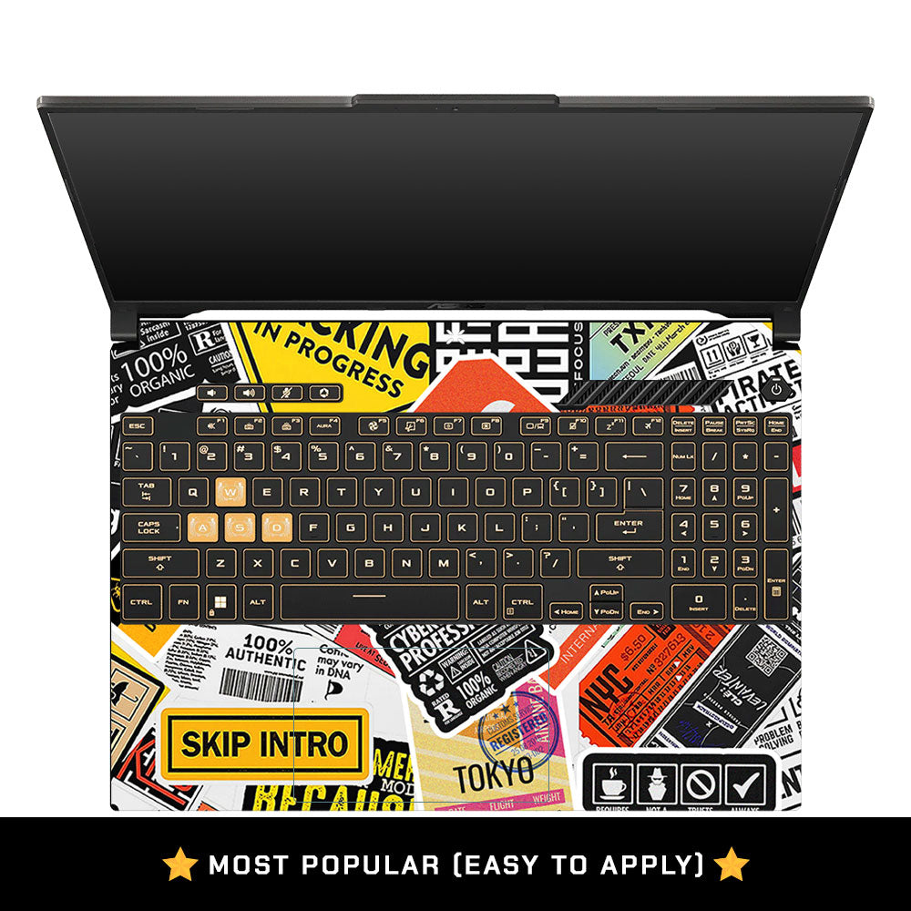 Tech Aesthetic Sticker Collage Asus TUF Gaming F16 and TUF Gaming A16 Laptop Skin
