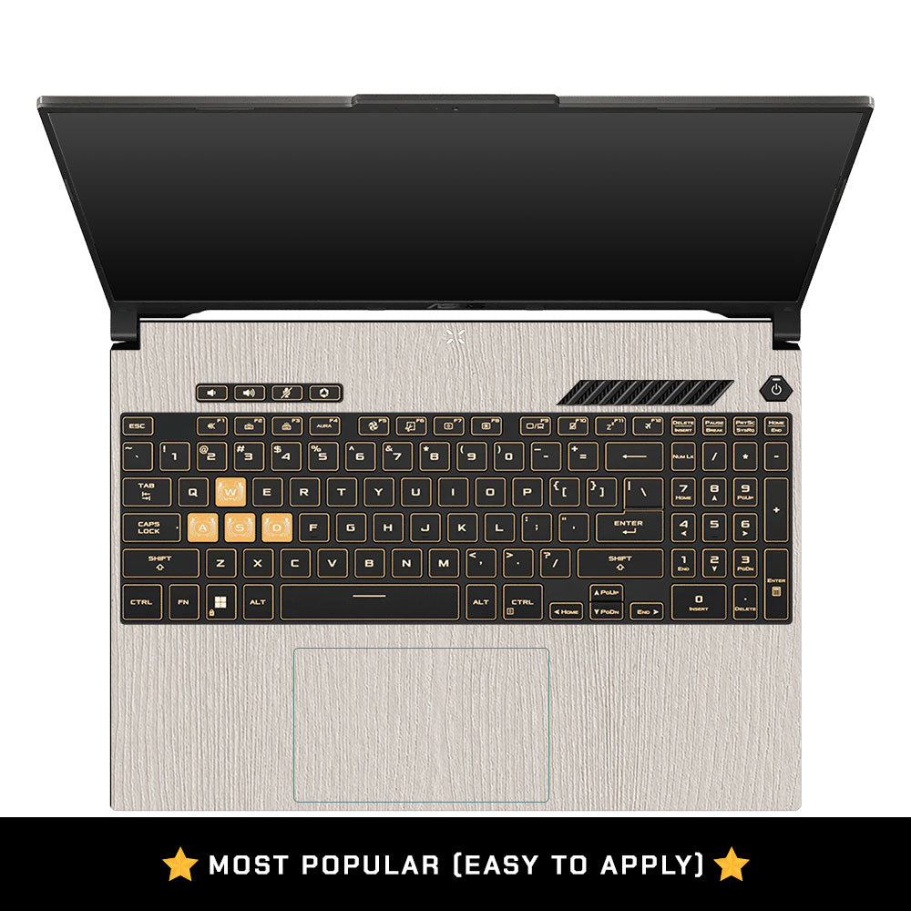 Textured White Wood Asus Gaming V16 V3607 Laptop Skin