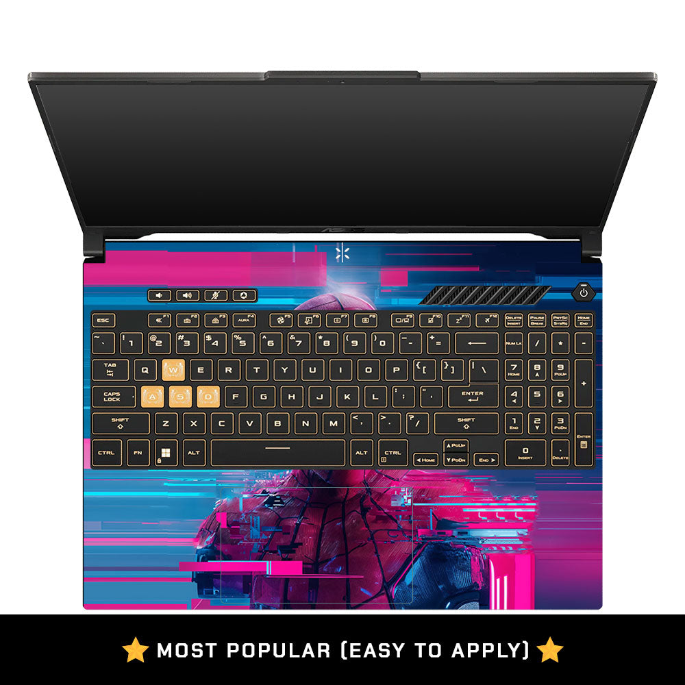Glitch Spider Neon Web Asus Gaming V16 V3607 Laptop Skin