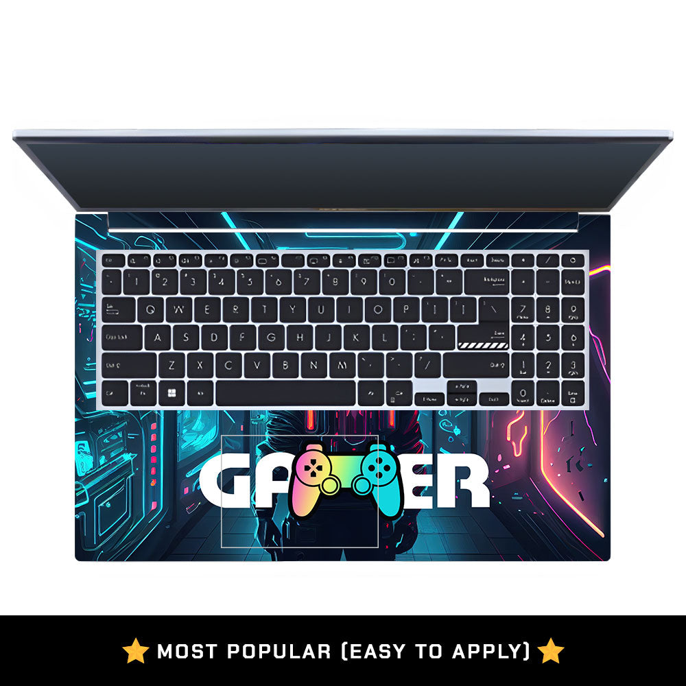 Gamer in Glowing Background Gaming Asus Vivobook 15 X1502VA Laptop Skin