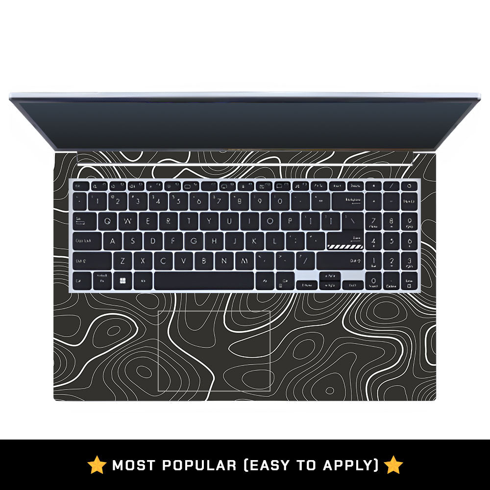 Grayscale Topographic Lines Asus Vivobook 15 X1502VA Laptop Skin