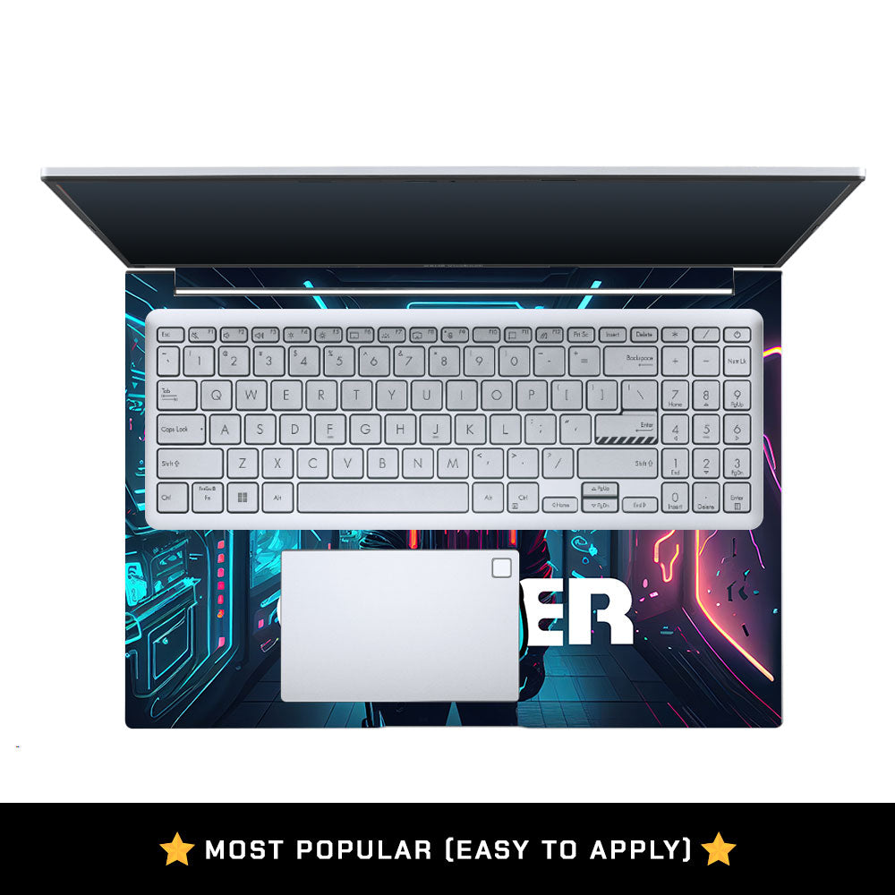Gamer in Glowing Background Gaming Asus Vivobook 16 X1605V Laptop Skin
