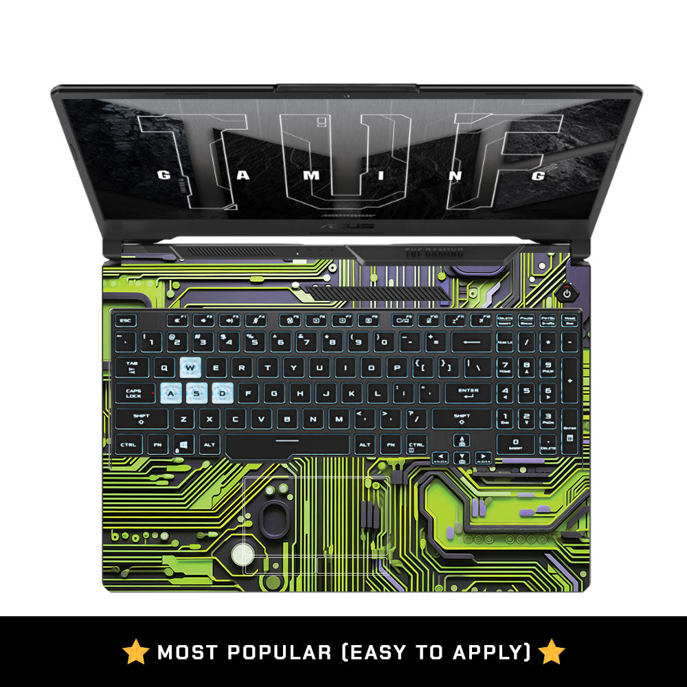 Lime Green Circuit Design Asus TUF F15 FX506 and A15 FA506 Laptop Skin