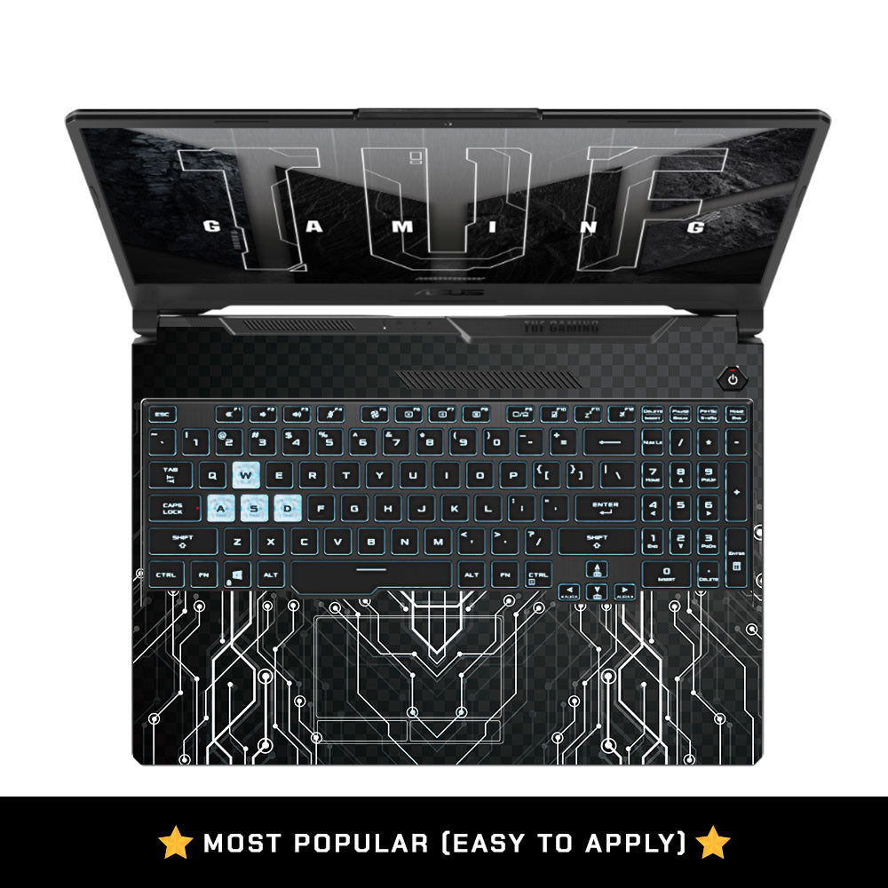 Black Digital Circuit Asus TUF F15 FX506 and A15 FA506 Laptop Skin
