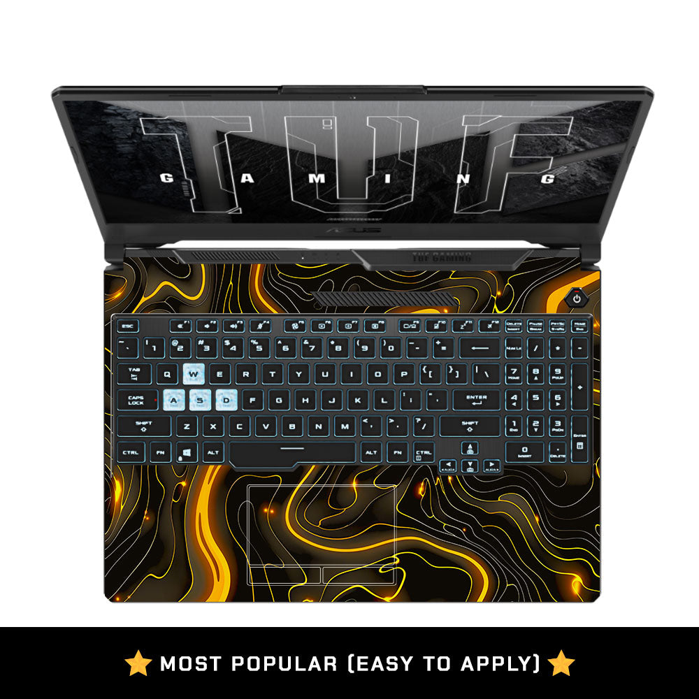 Golden Lava Waves Asus TUF F15 FX506 and A15 FA506 Laptop Skin