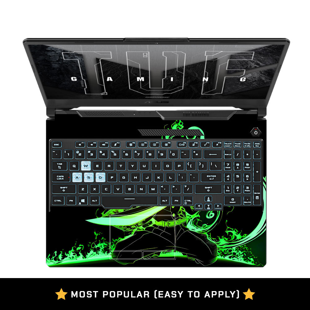 Green Flame Swordsman Asus TUF F15 FX506 & A15 FA506 Laptop Skin