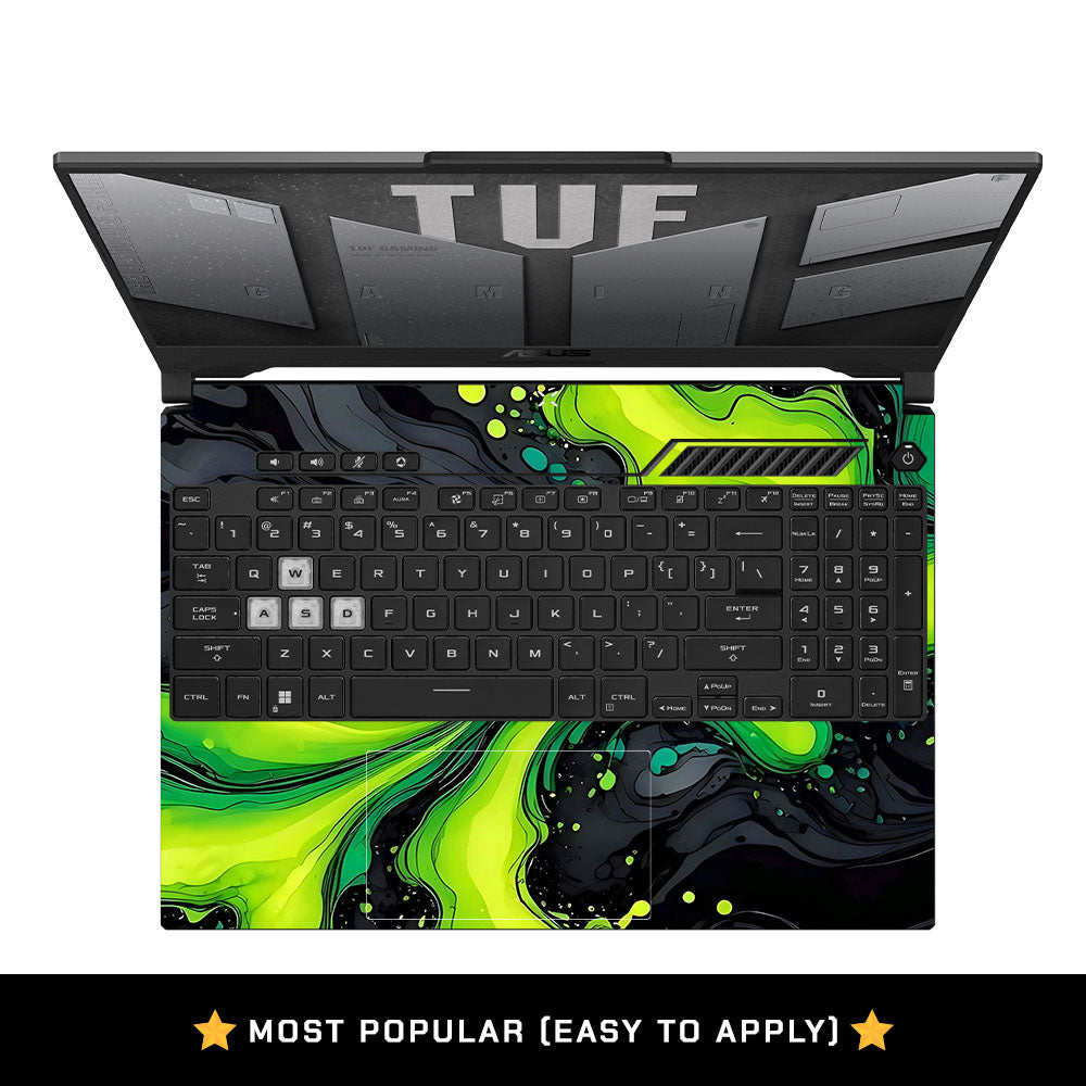 Neon Green Paint Swirls Asus TUF F15 FX507 & A15 FA507 Laptop Skin