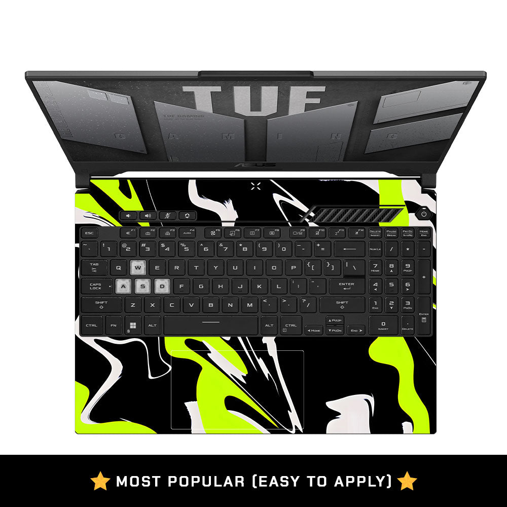 Neon Green and Black Patterns Asus TUF F15 FX507 & A15 FA507 Laptop Skin