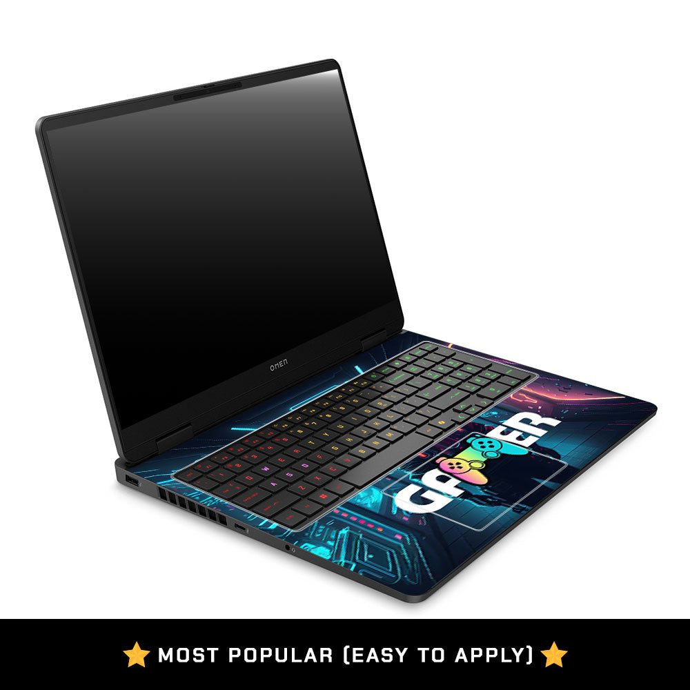 Gamer in Glowing Background Gaming HP Omen Gaming 16 2025, 2026 Laptop Skin