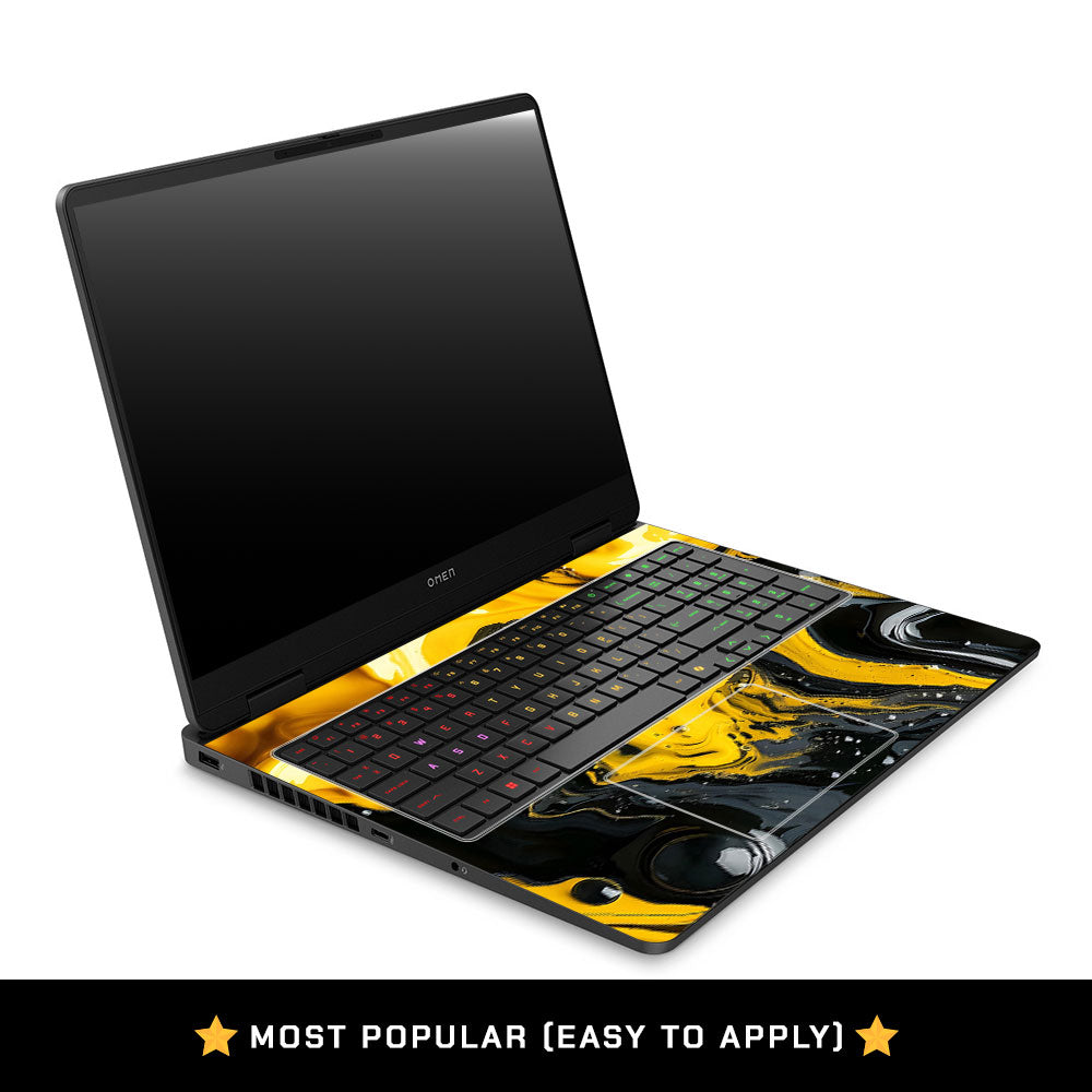 Yellow and Black Paint Swirls HP Omen Gaming 16 2025, 2026 Laptop Skin