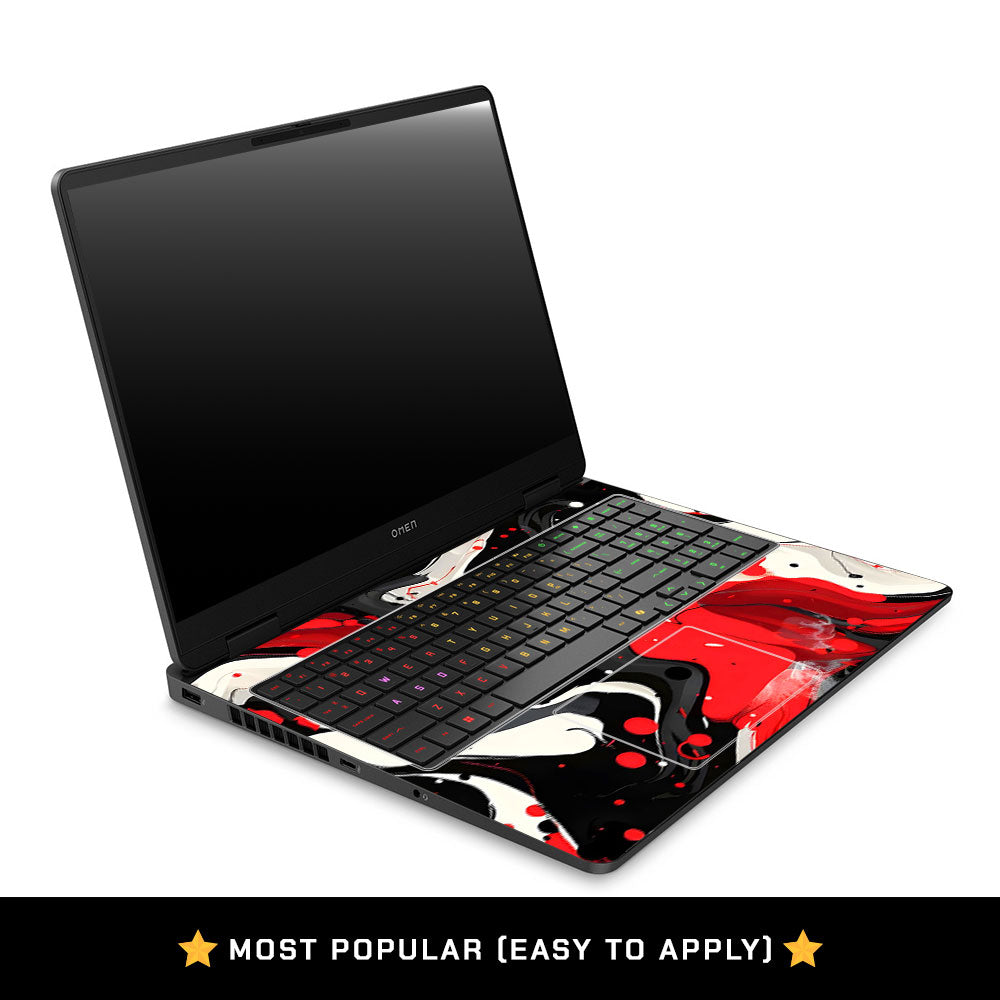 Red and White Paint Swirls HP Omen Gaming 16 2025, 2026 Laptop Skin