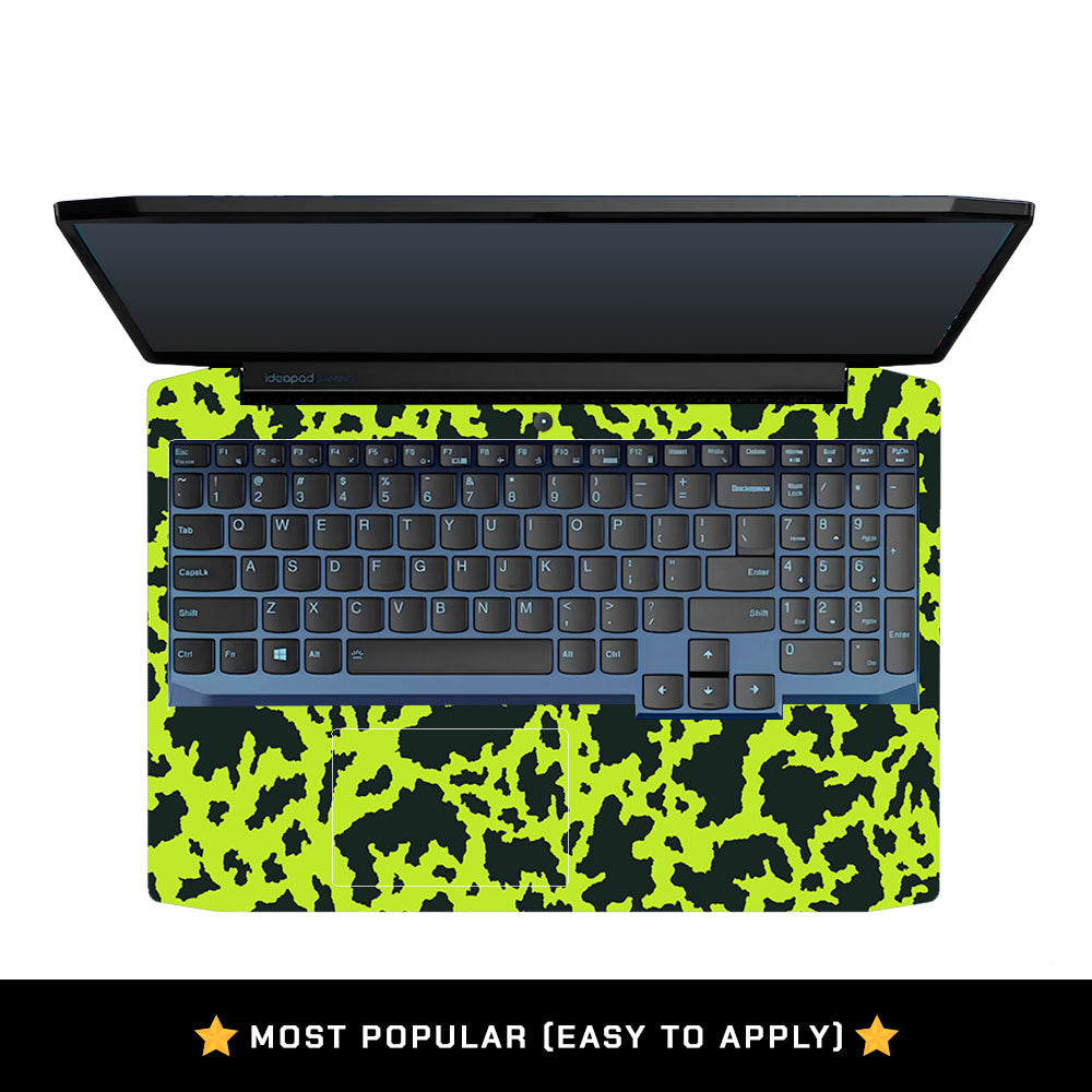 Neon Green Splatter Camo Lenovo Ideapad Gaming 3 15ARH05 and 15IMH05 Laptop Skin