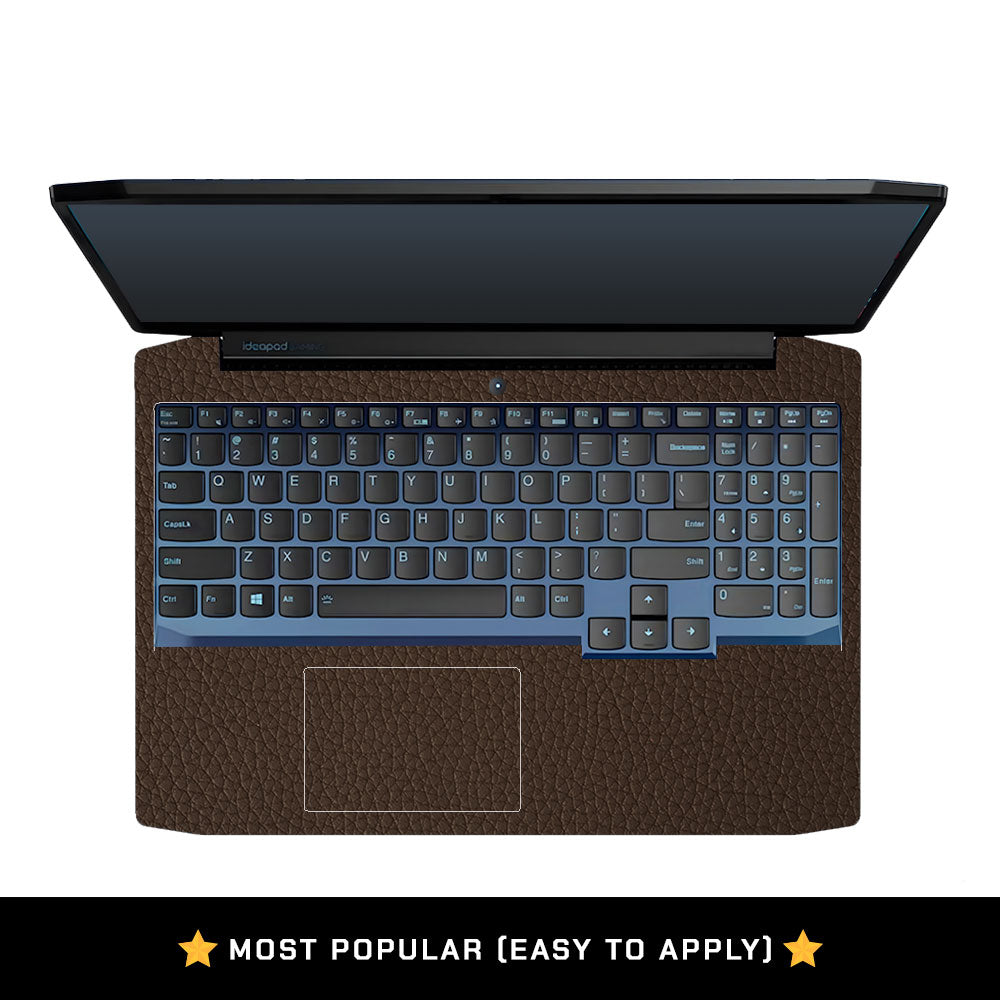 Textured Brown Leather Lenovo IdeaPad Gaming 3 15ARH05 and 15IMH05 Laptop Skin