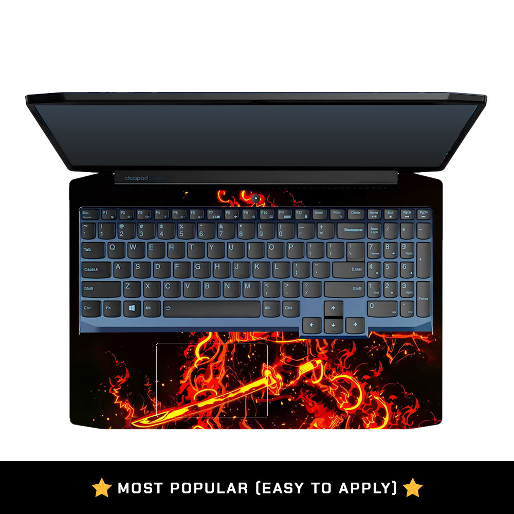 Blazing Anime Swordsman Lenovo IdeaPad Gaming 3 15ARH05 and 15IMH05 Laptop Skin