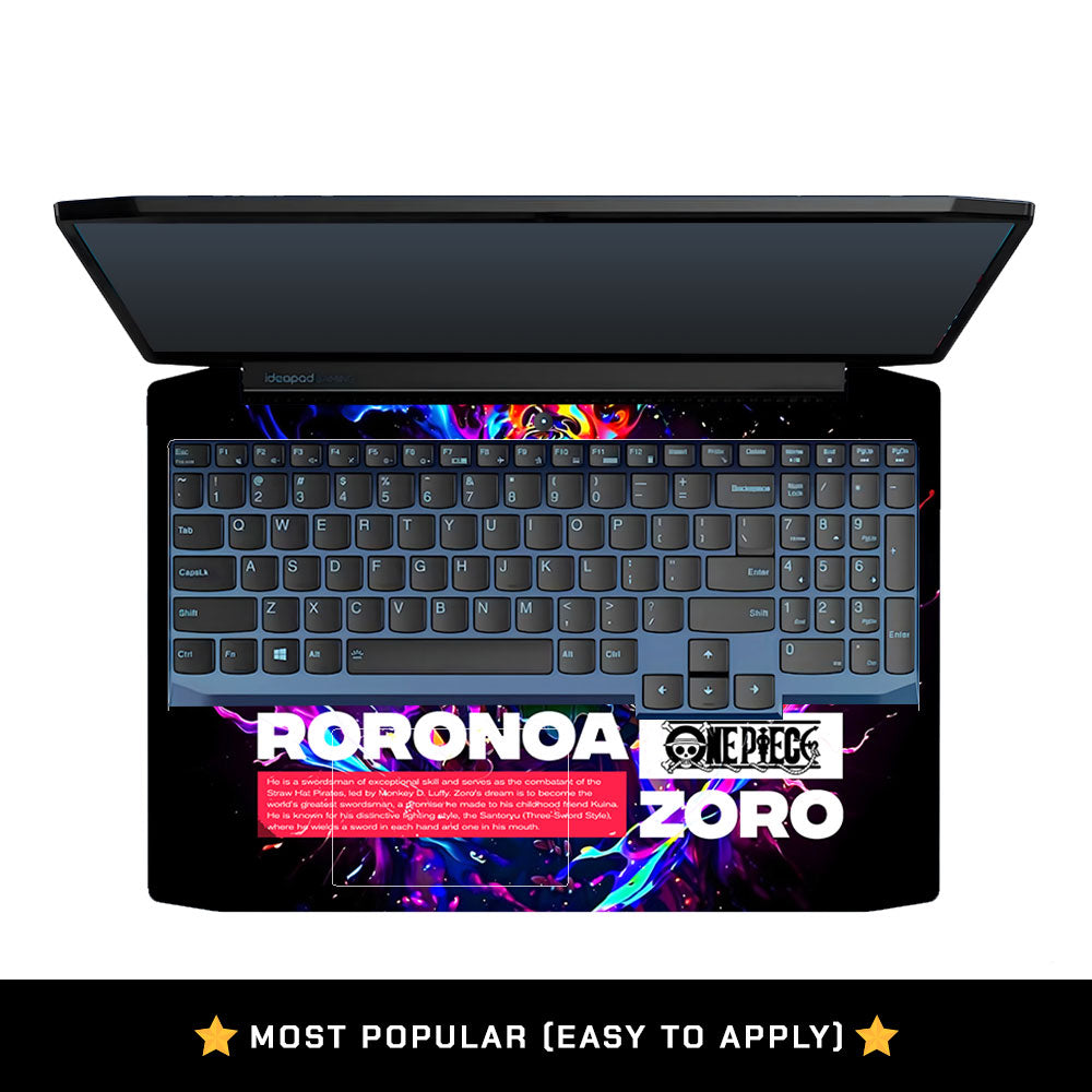 Zoro with Neon Flames Lenovo IdeaPad Gaming 3 15ARH05 and 15IMH05 Laptop Skin