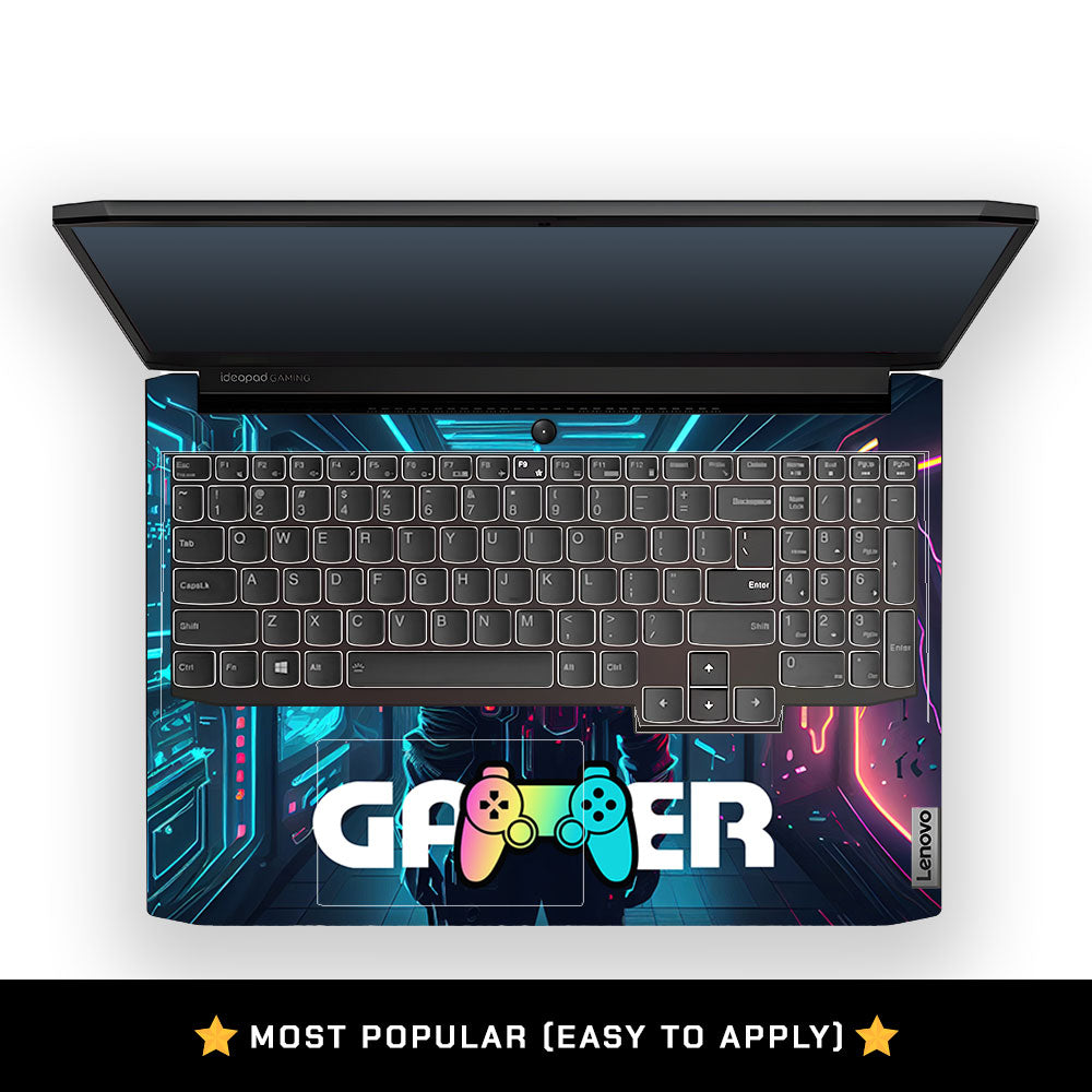 Gamer in Glowing Background Lenovo IdeaPad Gaming 3 15ACH6 and 15IHU6 Laptop Skin