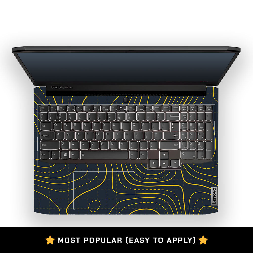 Yellow Contour Lines Lenovo IdeaPad Gaming 3 15ACH6 and 15IHU6 Laptop Skin
