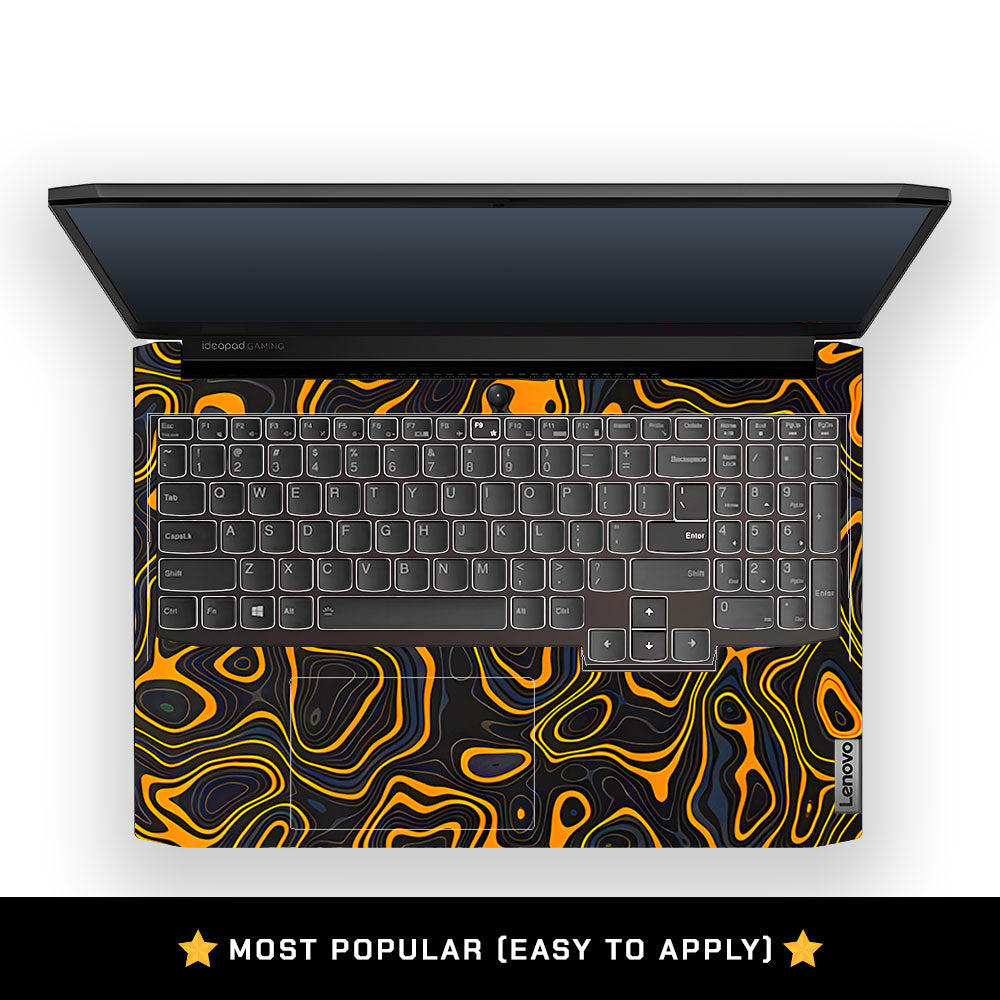 Amber Topographic Waves Lenovo IdeaPad Gaming 3 15ACH6 and 15IHU6 Laptop Skin
