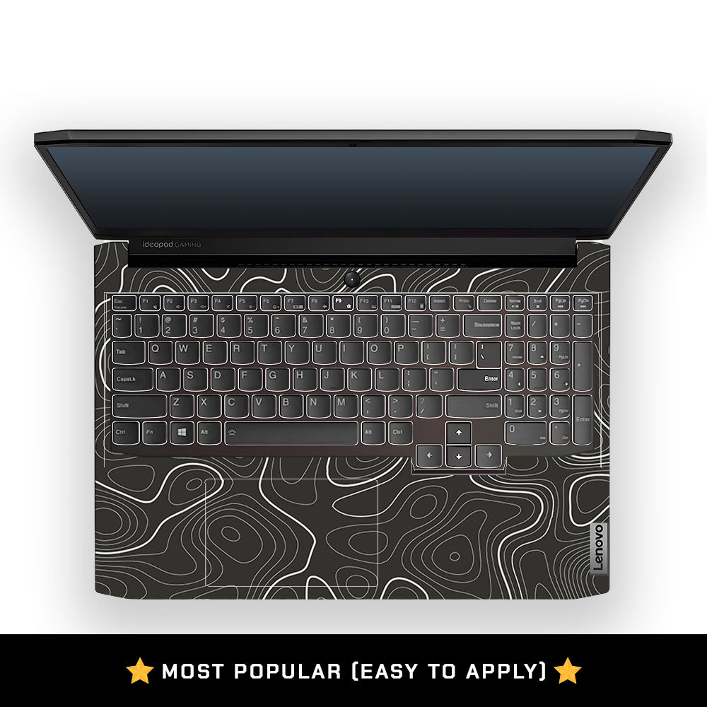 Grayscale Topographic Lines Lenovo IdeaPad Gaming 3 15ACH6 and 15IHU6 Laptop Skin
