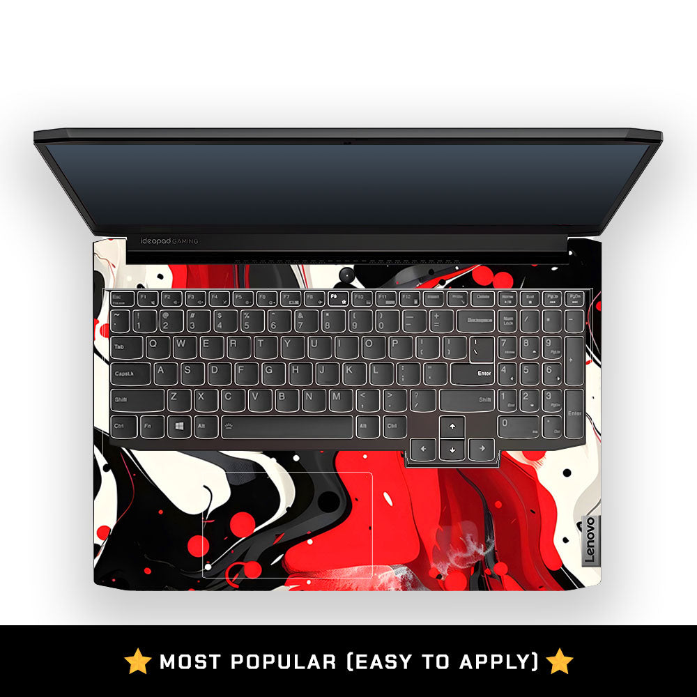 Red and White Paint Swirls Lenovo IdeaPad Gaming 3 15ACH6 and 15IHU6 Laptop Skin