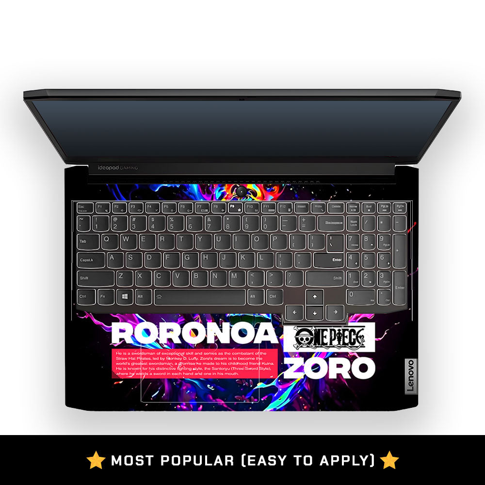 Zoro with Neon Flames Lenovo IdeaPad Gaming 3 15ACH6 and 15IHU6 Laptop Skin