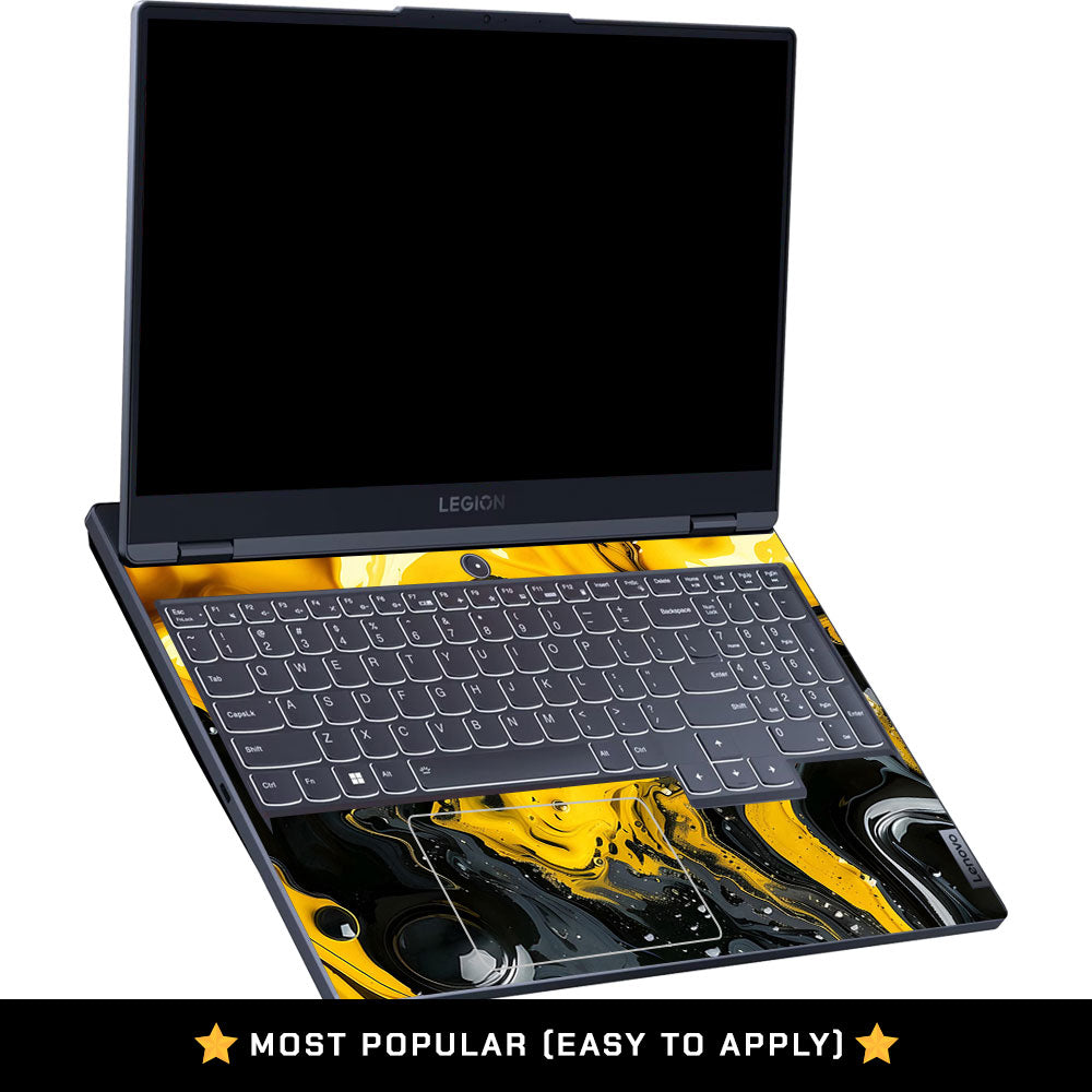 Yellow and Black Paint Swirls Lenovo Legion 5 15IRX9 Laptop Skin