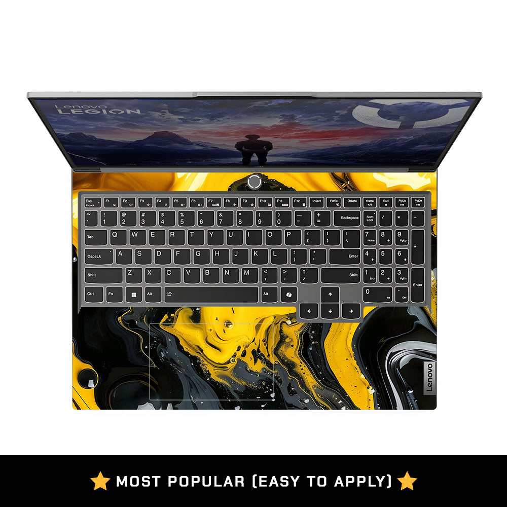 Yellow and Black Paint Swirls Lenovo Legion 5 16IRX9 Laptop Skin