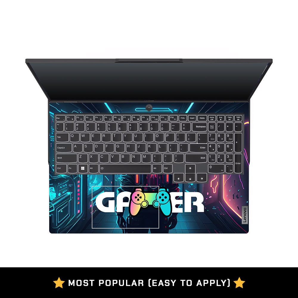 Gamer in Glowing Background Gaming Lenovo Legion 5 Pro 16IRX8 and 16IRX9 Laptop Skin