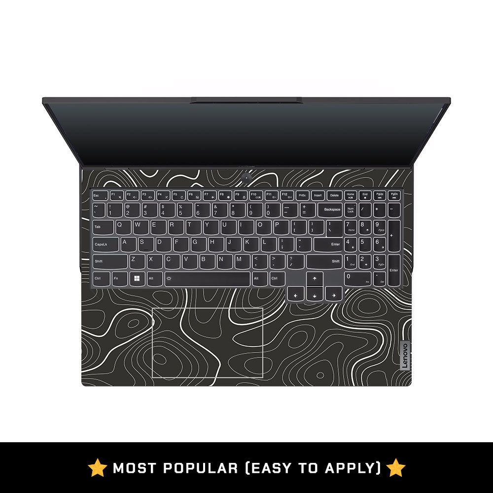Grayscale Topographic Lines Lenovo Legion 5 Pro 16IRX8 and 16IRX9 Laptop Skin