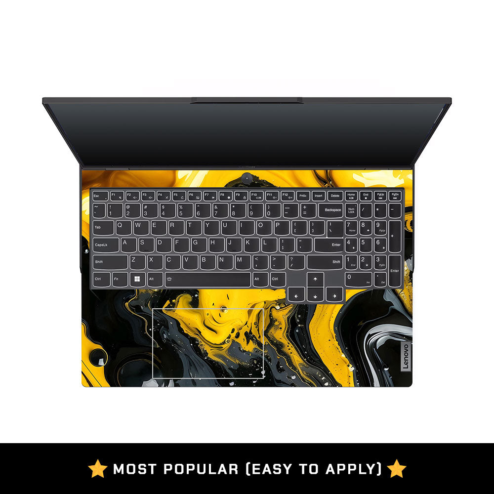 Yellow and Black Paint Swirls Lenovo Legion 5 Pro 16IRX8 and 16IRX9 Laptop Skin