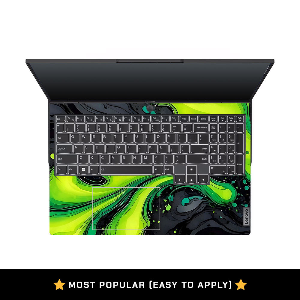 Neon Green Paint Swirls Lenovo Legion 5 Pro 16IRX8 and 16IRX9 Laptop Skin