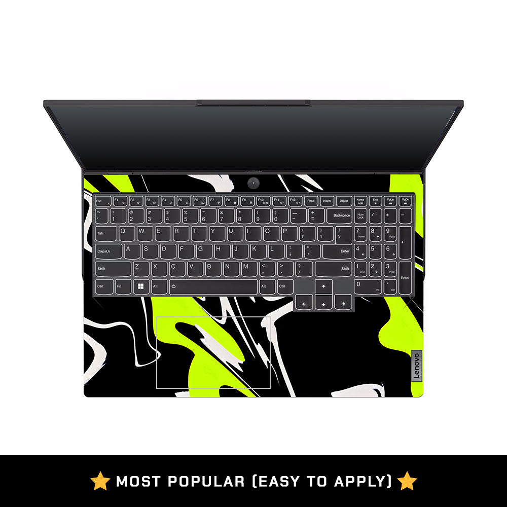 Neon Green and Black Patterns Lenovo Legion 5 Pro 16IRX8 and 16IRX9 Laptop Skin