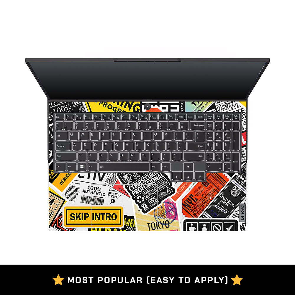 Tech Aesthetic Sticker Collage Lenovo Legion 5 Pro 16IRX8 and 16IRX9 Laptop Skin