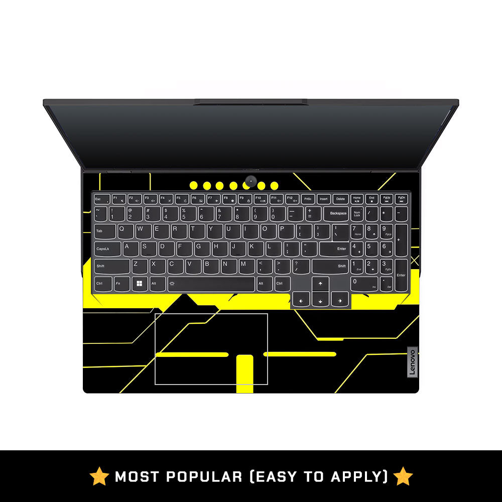 Cyberpunk Yellowline Grid Lenovo Legion 5 Pro 16IRX8 and 16IRX9 Laptop Skin