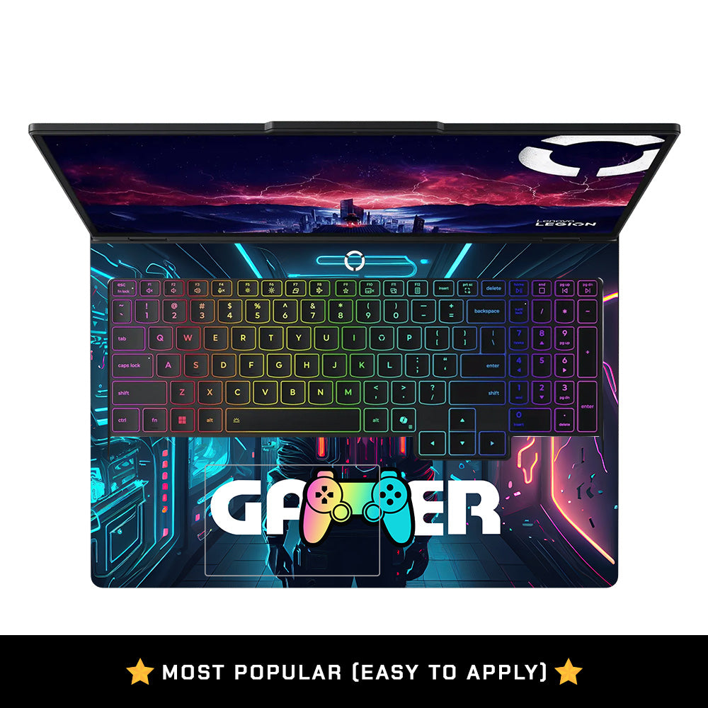 Gamer in Glowing Background Gaming Lenovo Legion Pro 5 16AFR10 Laptop Skin
