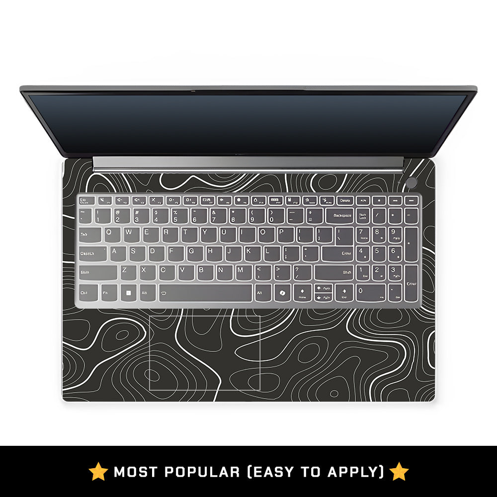 Grayscale Topographic Lines Lenovo LOQ Essential 15IAX9E Laptop Skin