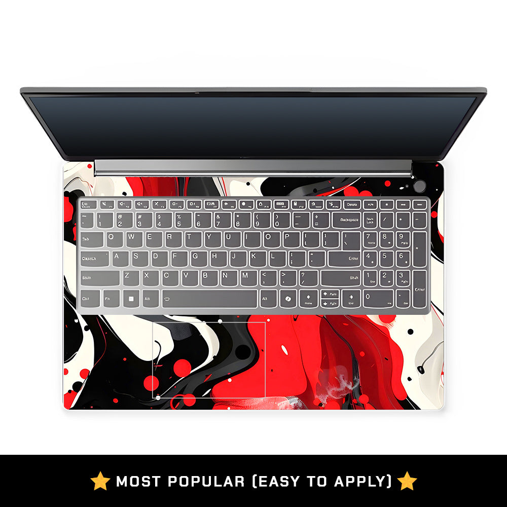 Red and White Paint Swirls Lenovo LOQ Essential 15IAX9E Laptop Skin