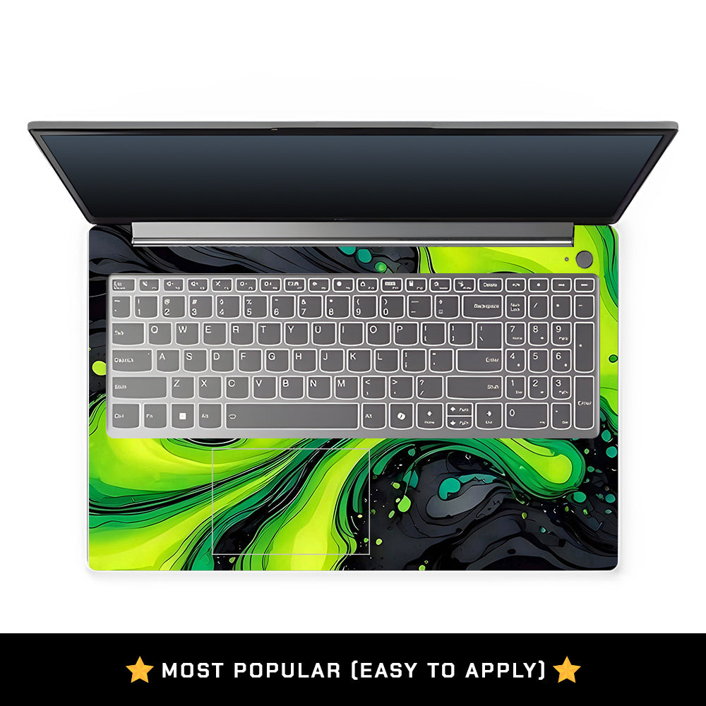 Neon Green Paint Swirls Lenovo LOQ Essential 15IAX9E Laptop Skin