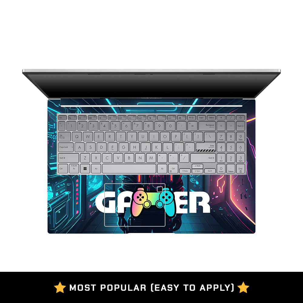 Gamer in Glowing Background Gaming Asus VivoBook 15 X1504VA Laptop Skin