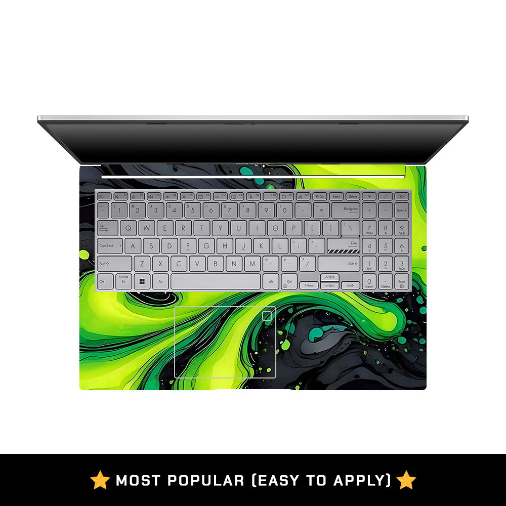 Neon Green Paint Swirls Asus VivoBook 15 X1504VA Laptop Skin