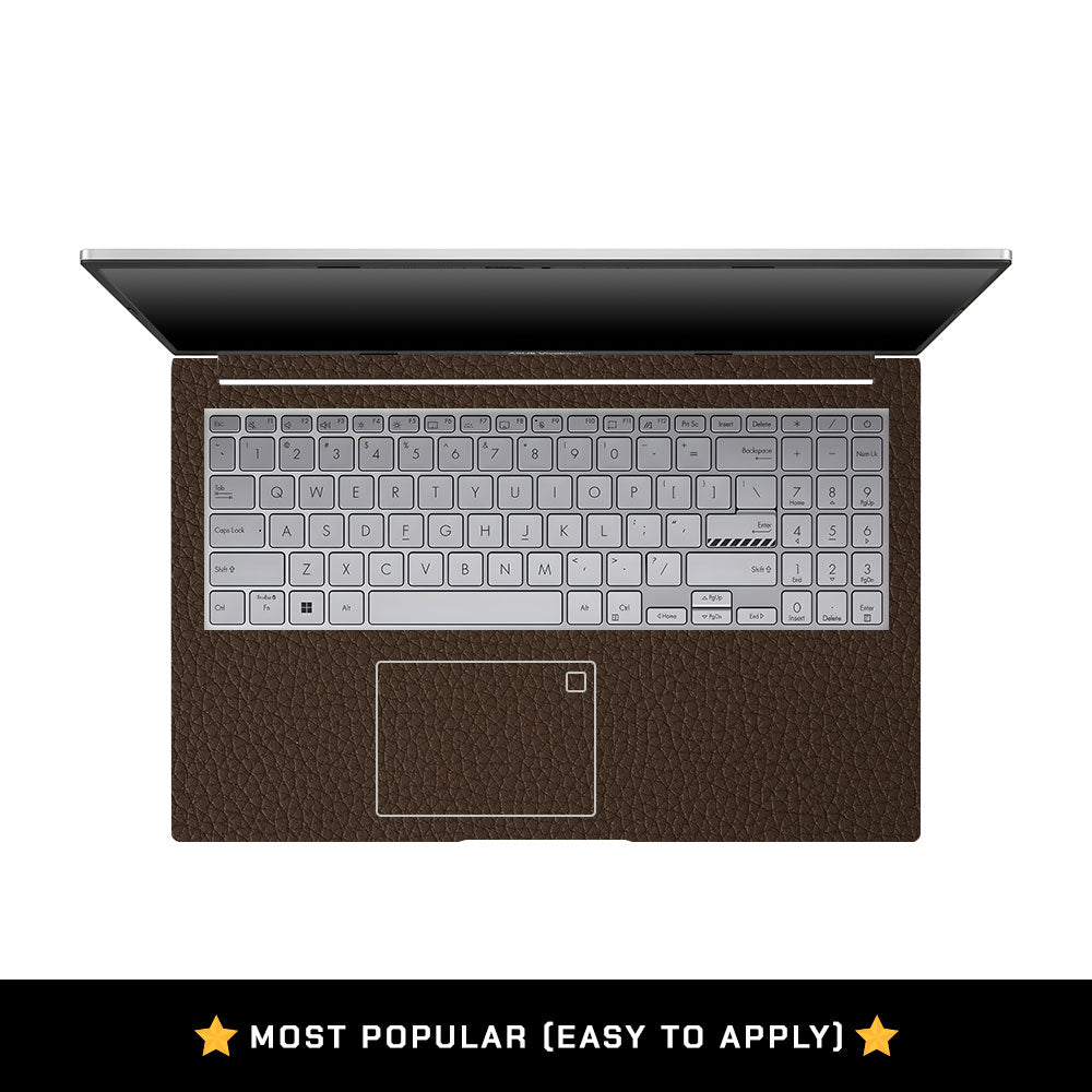 Textured Brown Leather Asus VivoBook 15 X1504VA Laptop Skin