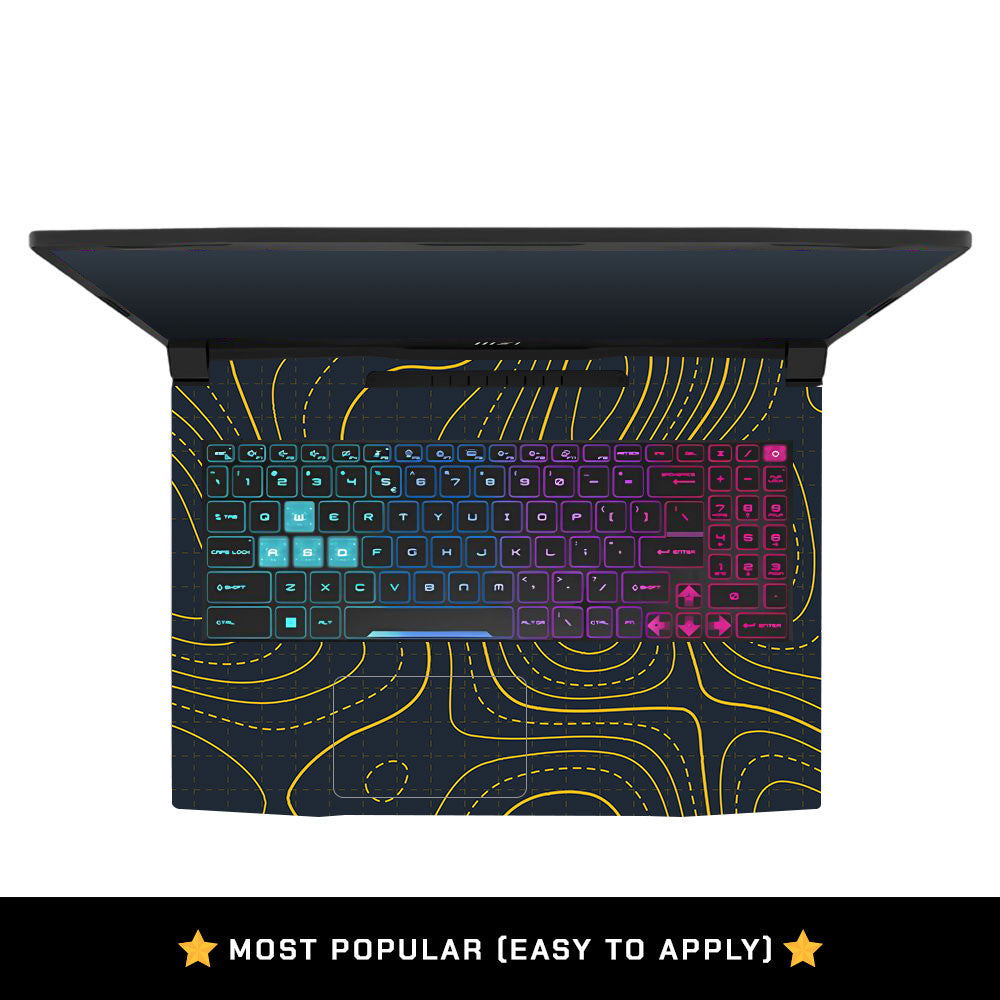 Yellow Contour Lines MSI Katana 15 B13V Laptop Skin