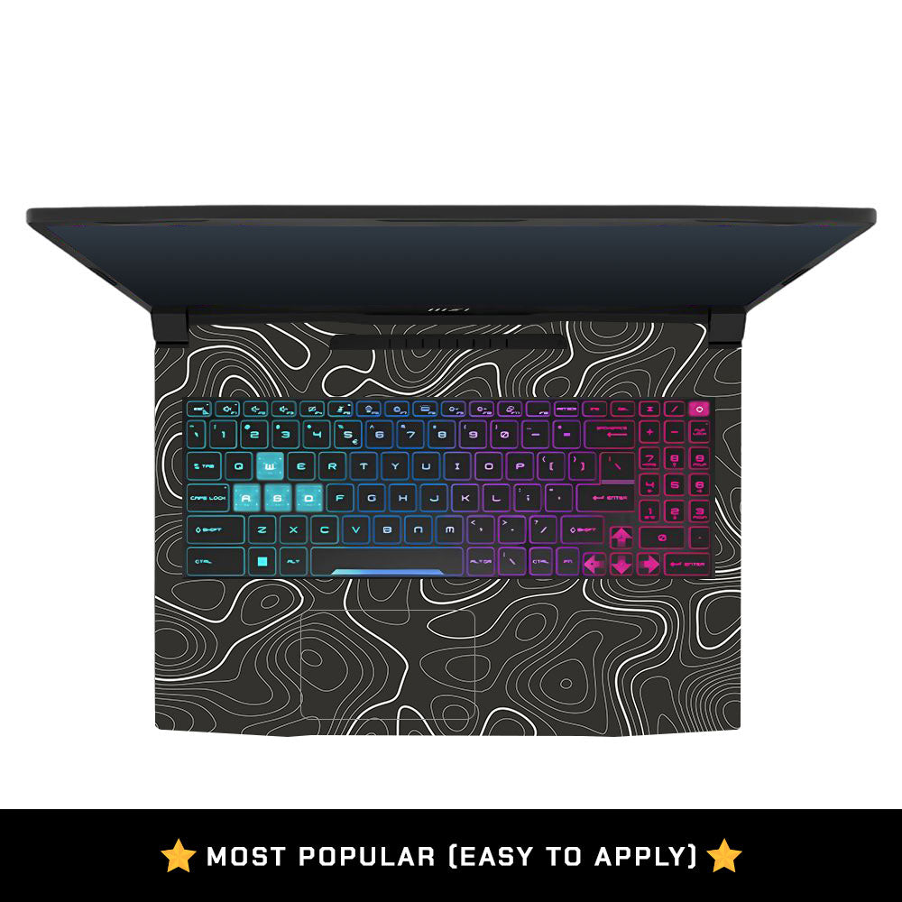 Grayscale Topographic Lines MSI Katana 15 B13V Laptop Skin