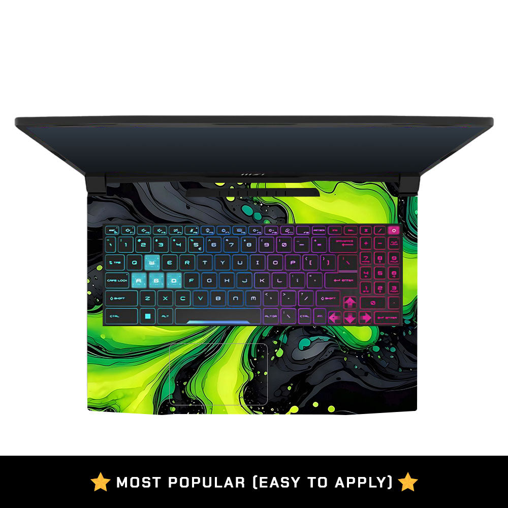 Neon Green Paint Swirls MSI Katana 15 B13V Laptop Skin